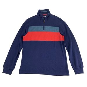 Club Room Mens 1/4-Zip Fleece Pullover Sweater Navy Blue S